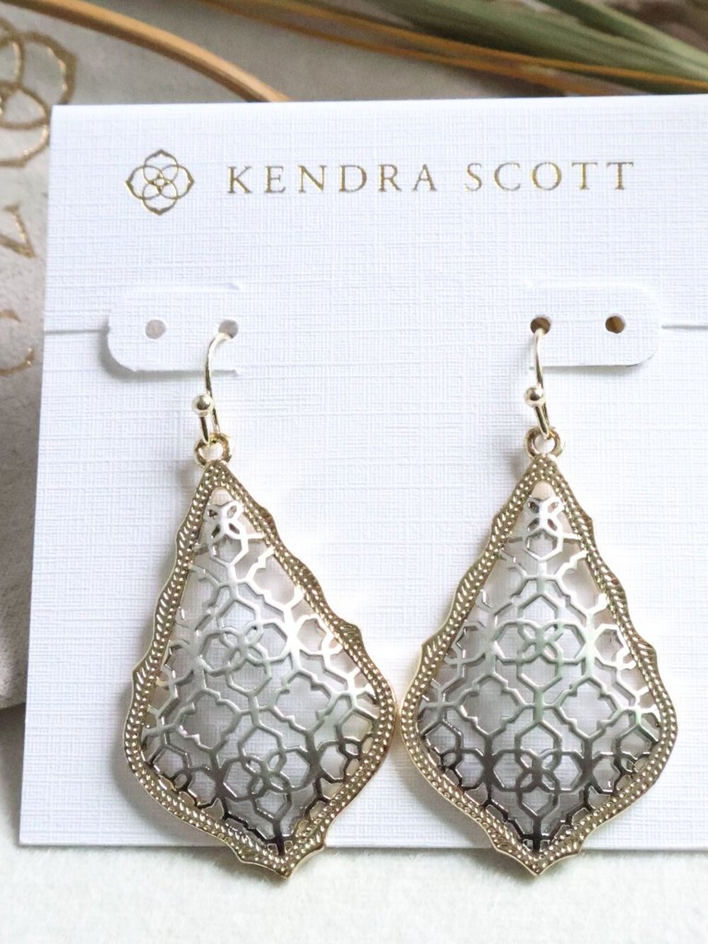 NEW Kendra Scott Addie Earrings Gold Silver Filigree Mix
